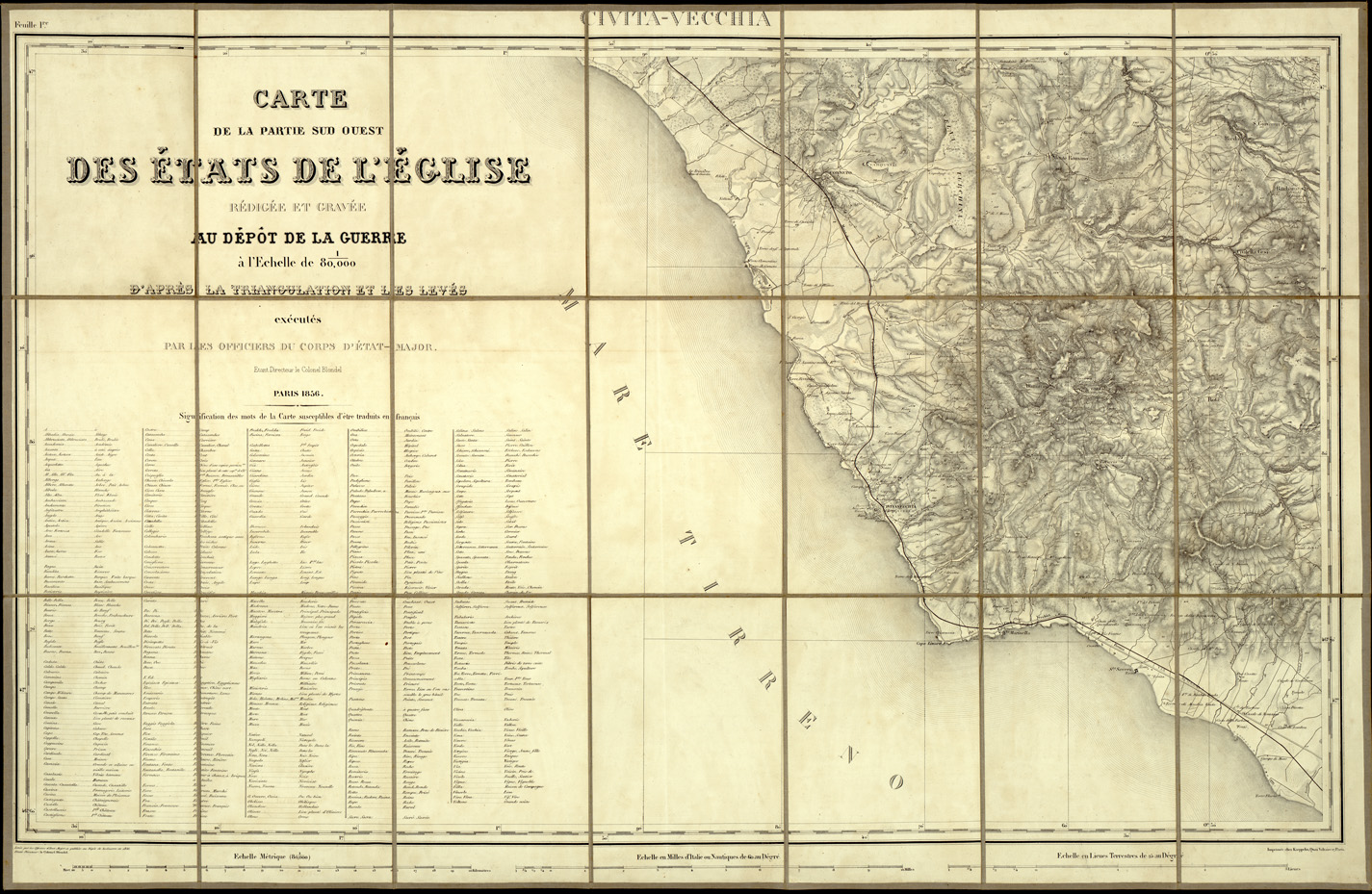 (N:1360) CARTE DE LA PARTIE SUD-OUEST DES ETATS DE L'EGLISE... - Foglio 1 - (Stato della Chiesa) - Civitavecchia (B0002570) Carte e stampe antiche: riproduzione a colori su carta (formato A1)