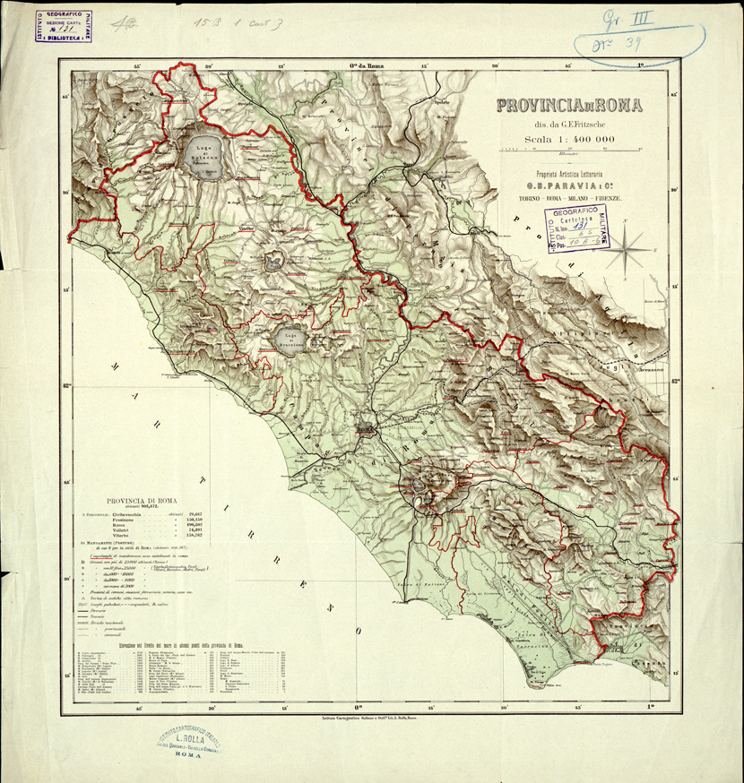 (N:14430) PROVINCIA DI ROMA (B0002571) Carte e stampe antiche: riproduzione a colori su carta (formato A1)