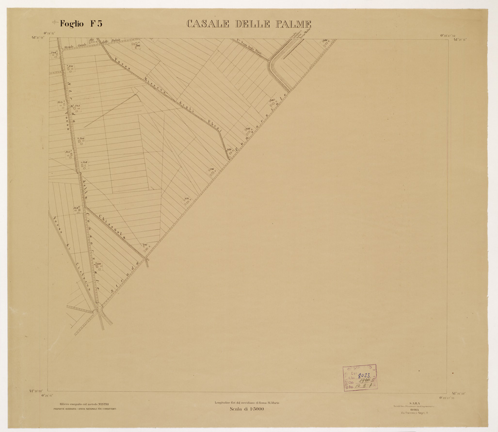(N:15261) RILIEVO DELLA ZONA DI LITTORIA COL METODO NISTRI - Foglio F5 - Casale delle Palme (B0002581) Carte e stampe antiche: riproduzione a colori su carta (formato A1)