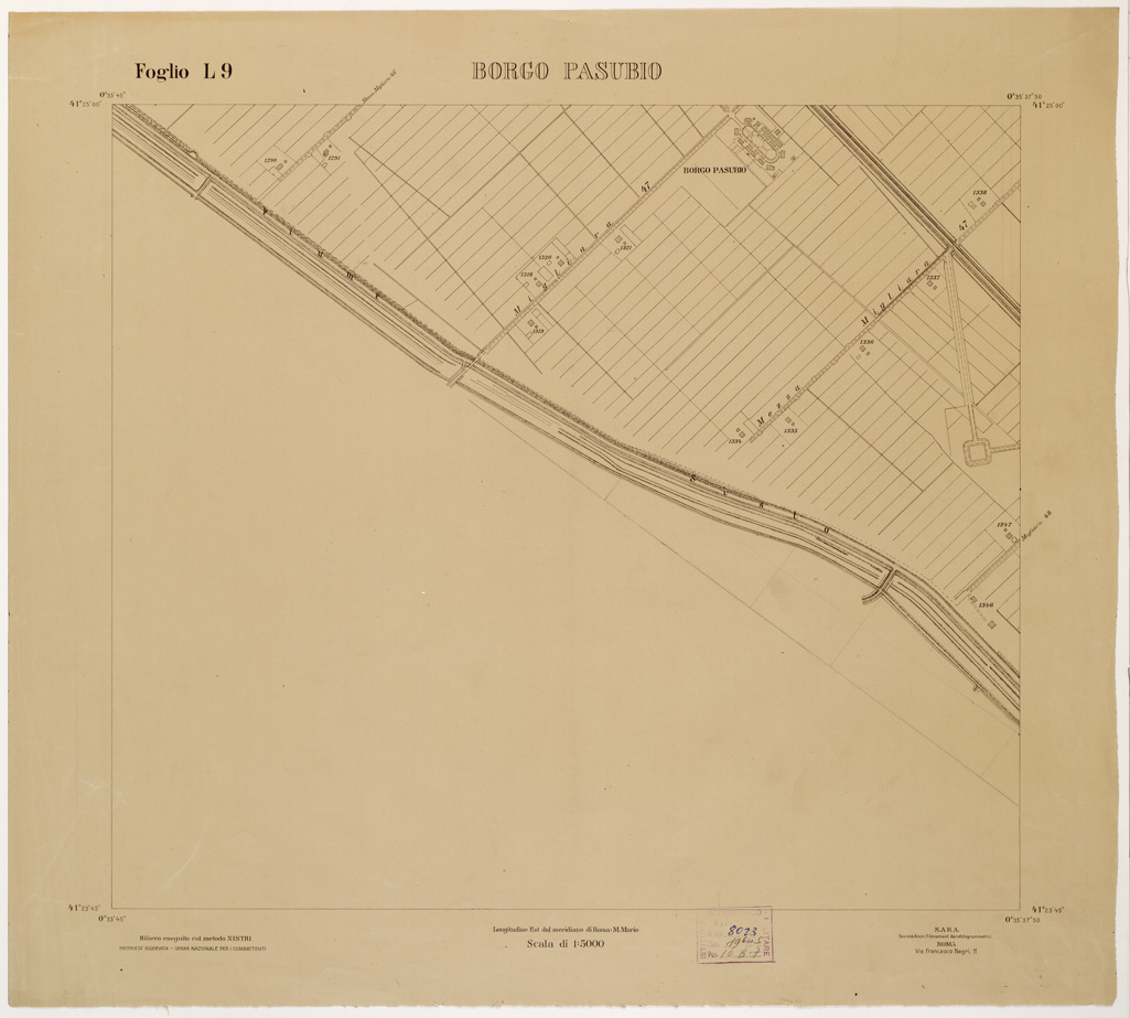 (N:15302) RILIEVO DELLA ZONA DI LITTORIA COL METODO NISTRI - Foglio L9 - Borgo Pasubio (B0002612) Carte e stampe antiche: riproduzione a colori su carta (formato A1)