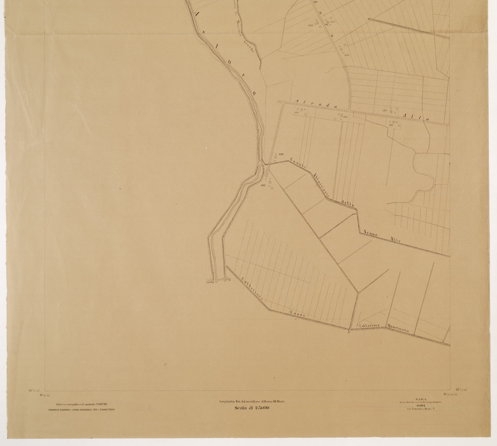 (N:15279) RILIEVO DELLA ZONA DI LITTORIA COL METODO NISTRI - Foglio I1-K1 - Casale Nuovo-Valmontorio (B0002618, B0002619, B2618-19) Carte e stampe antiche: riproduzione a colori su carta (formato A1)