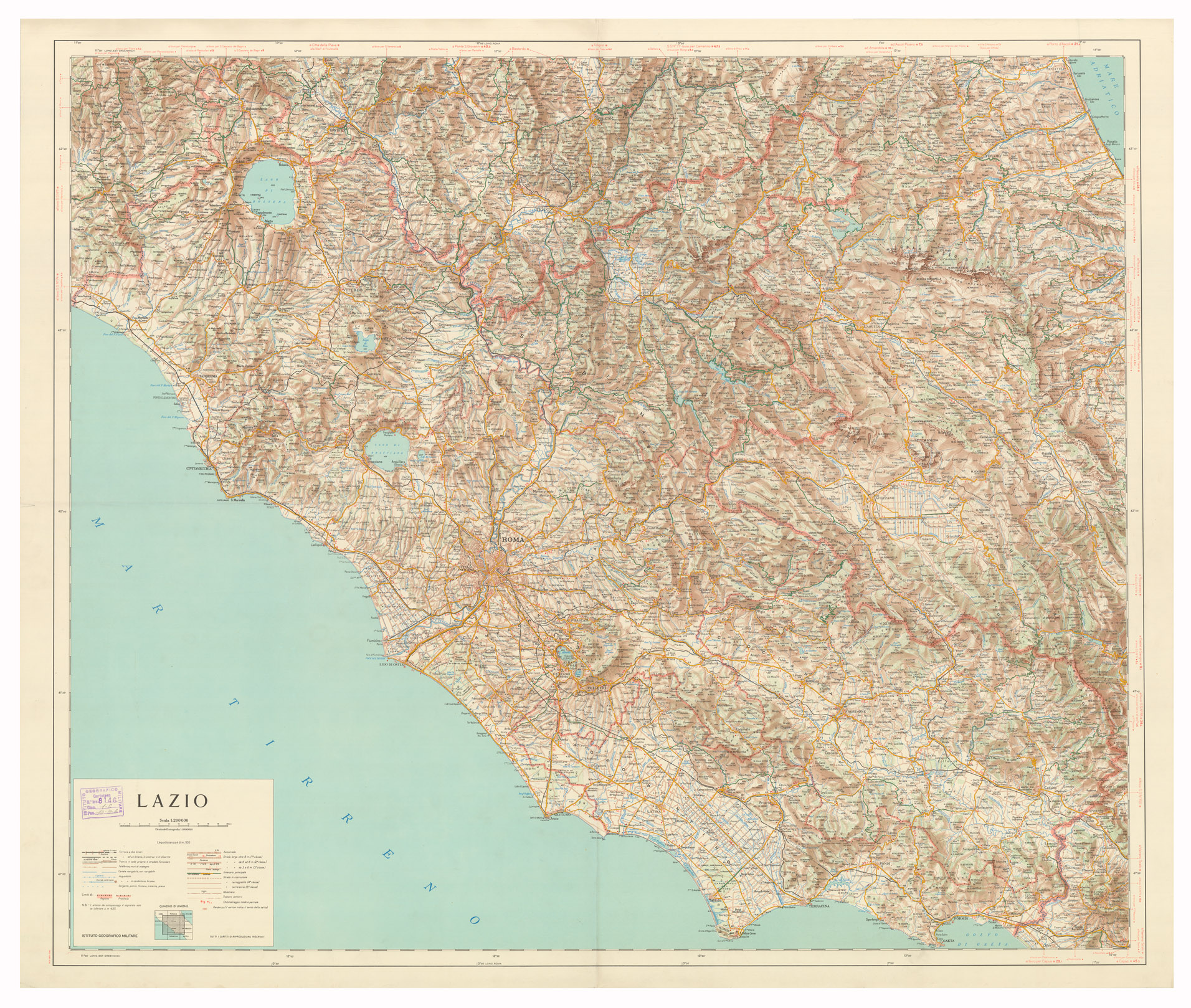 (N:11409) LAZIO (B0002633) Carte e stampe antiche: riproduzione a colori su carta (formato A1)
