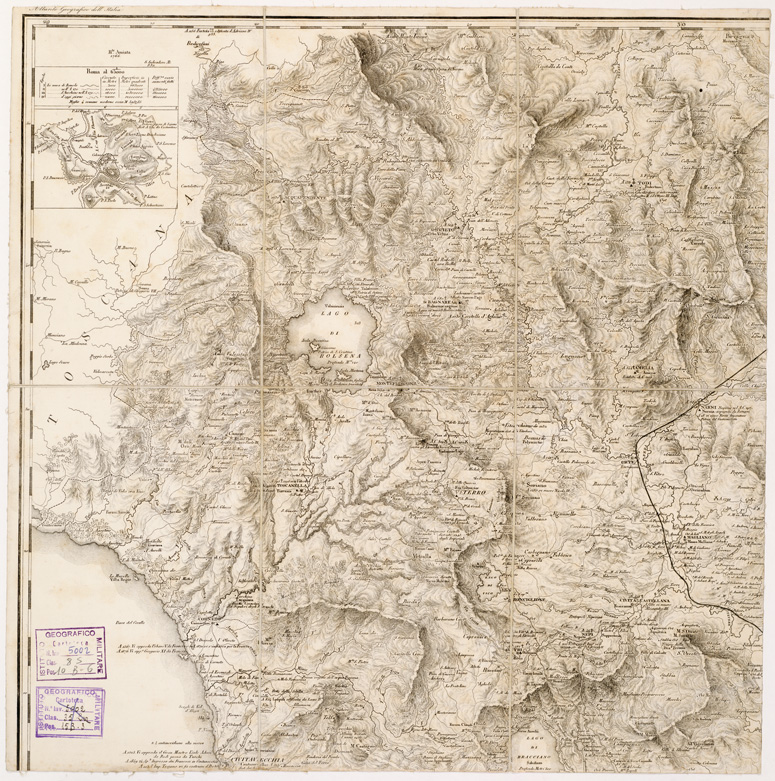 (N:13040) NUOVA CARTA TOPOGRAFICA DELLA CAMPAGNA DI ROMA ANTICA E MODERNA - Parte 1 (B0002651) Carte e stampe antiche: riproduzione a colori su carta (formato A1)