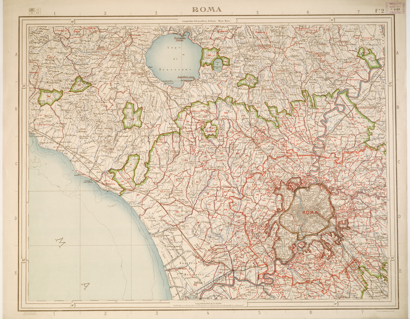 (N:2514) CARTA DELL'AGRO ROMANO - Foglio 2 - Roma (B0002656) Carte e stampe antiche: riproduzione a colori su carta (formato A1)