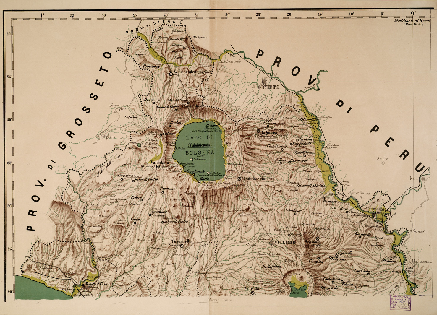 (N:835) CARTA COROGRAFICA DELLA PROVINCIA DI ROMA - Foglio 1 (B0002665) Carte e stampe antiche: riproduzione a colori su carta (formato A1)