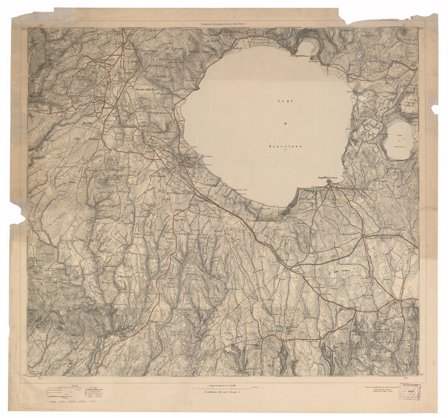 (N:4057) CARTA DI ROMA E DINTORNI - Foglio 1 (B0002669) Carte e stampe antiche: riproduzione a colori su carta (formato A1)
