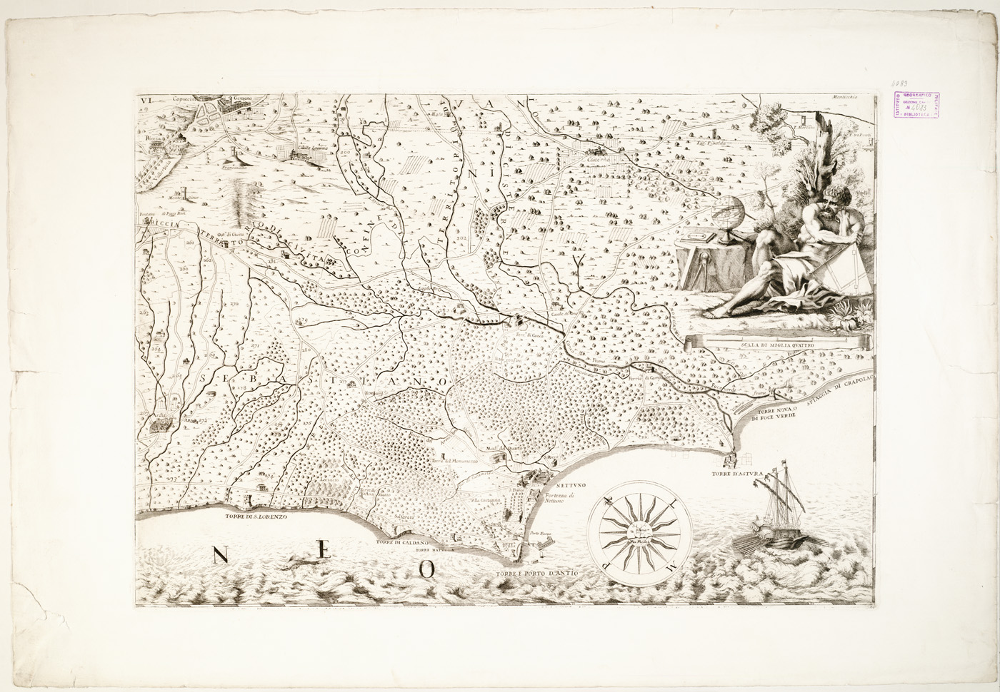 (N:12702) TOPOGRAFIA GEOMETRICA DELL'AGRO ROMANO - Tavola 6 (B0002785) Carte e stampe antiche: riproduzione a colori su carta (formato A1)