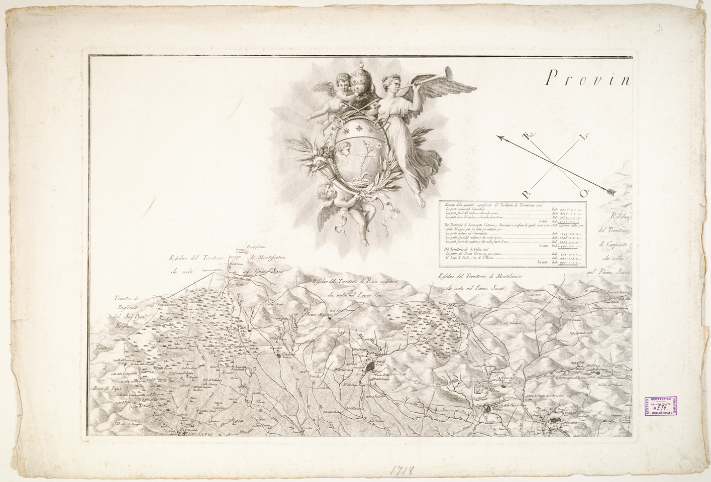 (N:13854) PIANTA DELLE PALUDI PONTINE FORMATA PER ORDINE DI N.RO SIG.RE PIO PAPA VI - Foglio 4 (B0002786) Carte e stampe antiche: riproduzione a colori su carta (formato A1)