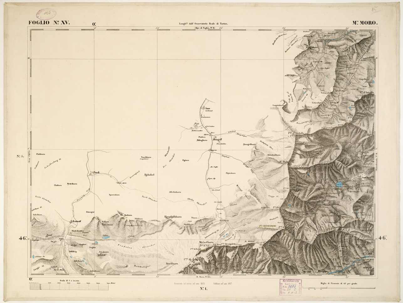 (N:6329) CARTA TOPOGRAFICA DEGLI STATI IN TERRAFERMA... - Foglio 15 - M.te Moro (B0002820) Carte e stampe antiche: riproduzione a colori su carta (formato A1)