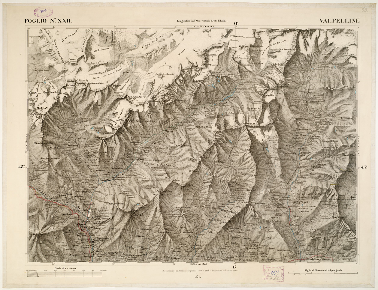 (N:6335) CARTA TOPOGRAFICA DEGLI STATI IN TERRAFERMA... - Foglio 22 - Valpelline (B0002827) Carte e stampe antiche: riproduzione a colori su carta (formato A1)