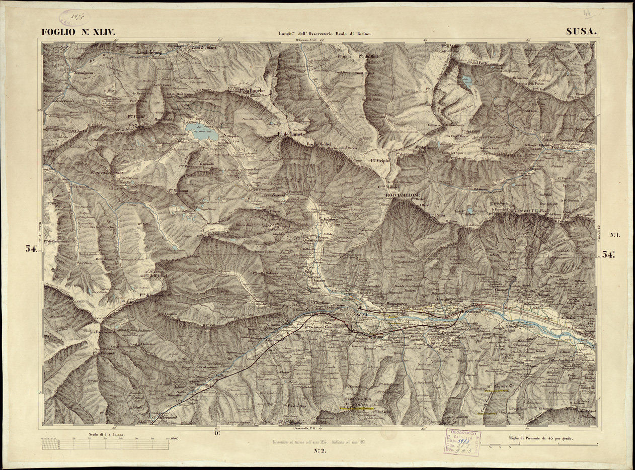 (N:6323) CARTA TOPOGRAFICA DEGLI STATI IN TERRAFERMA... - Foglio 44 - Susa (B0002849) Carte e stampe antiche: riproduzione a colori su carta (formato A1)