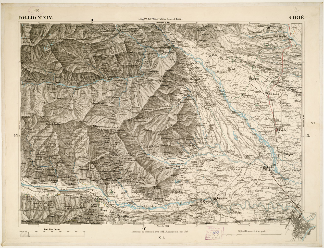 (N:6324) CARTA TOPOGRAFICA DEGLI STATI IN TERRAFERMA... - Foglio 45 - Ciri (B0002850) Carte e stampe antiche: riproduzione a colori su carta (formato A1)