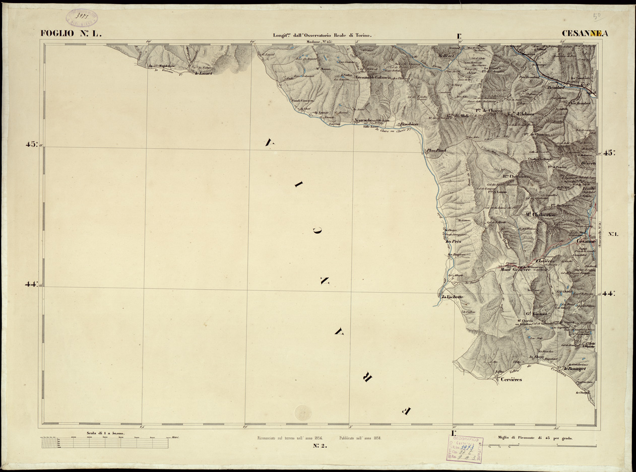 (N:6270) CARTA TOPOGRAFICA DEGLI STATI IN TERRAFERMA... - Foglio 50 - Cesannea (B0002855) Carte e stampe antiche: riproduzione a colori su carta (formato A1)