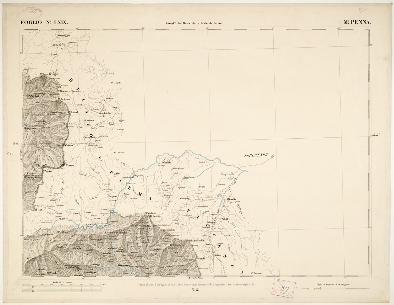 (N:6285) CARTA TOPOGRAFICA DEGLI STATI IN TERRAFERMA... - Foglio 69 - M.e Penna (B0002874) Carte e stampe antiche: riproduzione a colori su carta (formato A1)