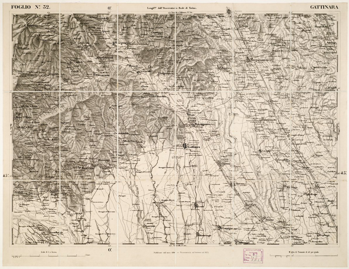 (N:6208) CARTA TOPOGRAFICA DEGLI STATI IN TERRAFERMA... - Foglio 32 - Gattinara (B0002927) Carte e stampe antiche: riproduzione a colori su carta (formato A1)
