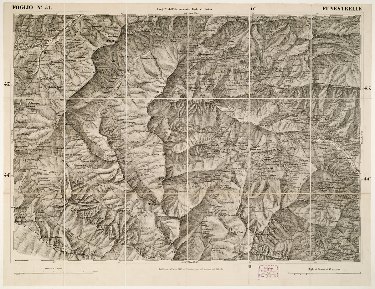 (N:6227) CARTA TOPOGRAFICA DEGLI STATI IN TERRAFERMA... - Foglio 51 - Fenestrelle (B0002945) Carte e stampe antiche: riproduzione a colori su carta (formato A1)