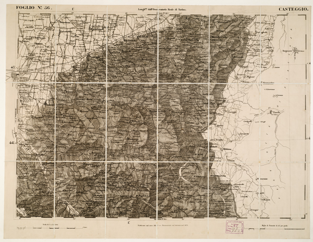 (N:6232) CARTA TOPOGRAFICA DEGLI STATI IN TERRAFERMA... - Foglio 56 - Casteggio (B0002950) Carte e stampe antiche: riproduzione a colori su carta (formato A1)