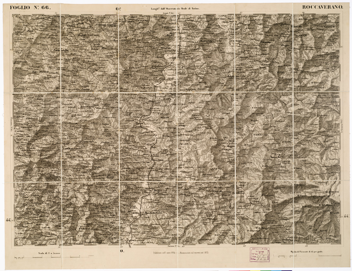 (N:6243) CARTA TOPOGRAFICA DEGLI STATI IN TERRAFERMA... - Foglio 66 - Roccaverano (B0002960) Carte e stampe antiche: riproduzione a colori su carta (formato A1)