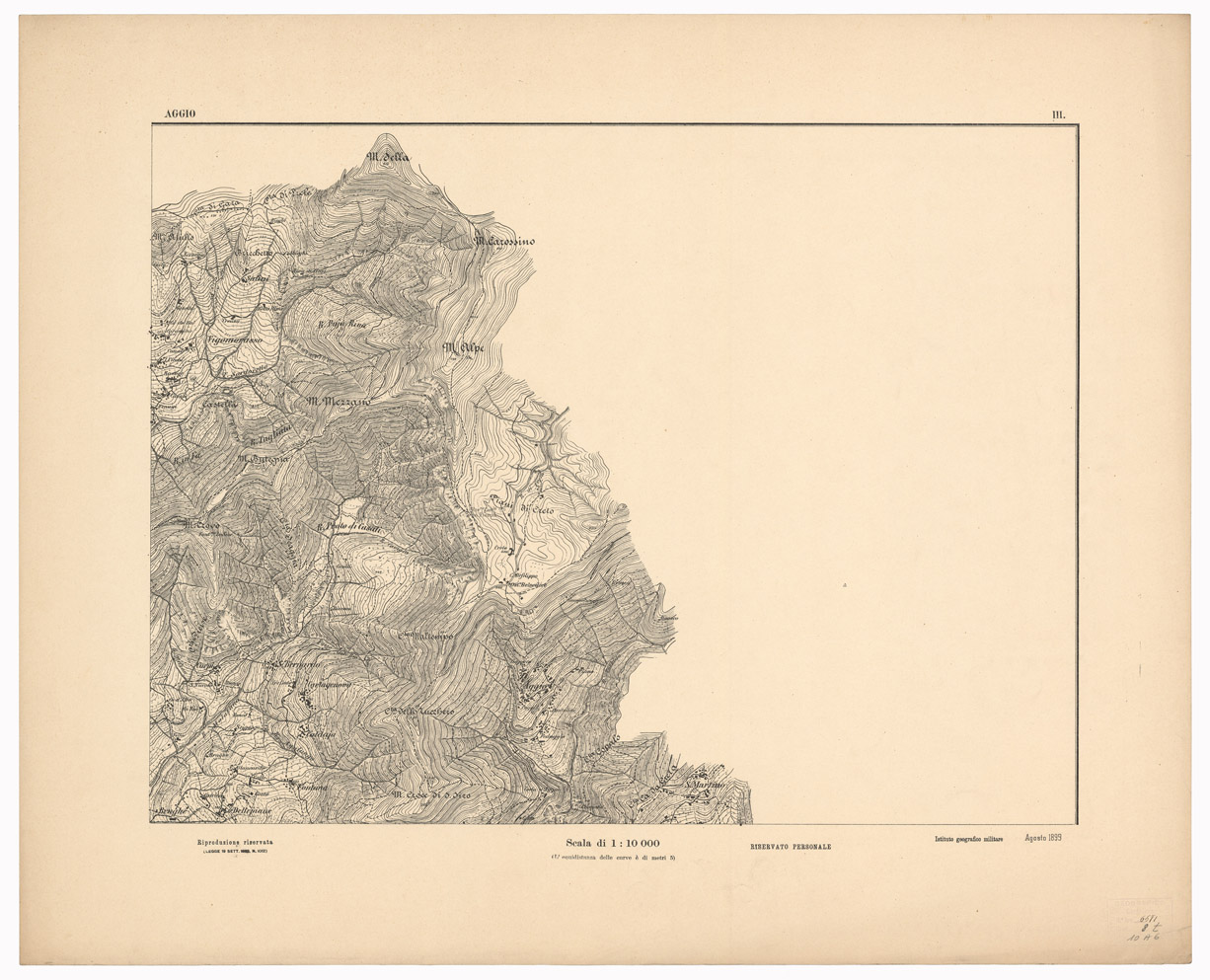 (N:1538) CARTA DEI DINTORNI DI GENOVA IN 14 FOGLI DI CUI 9 RILIEVO E 5 INGRANDIMENTI - Foglio 3 - Aggio (B0003022) Carte e stampe antiche: riproduzione a colori su carta (formato A1)