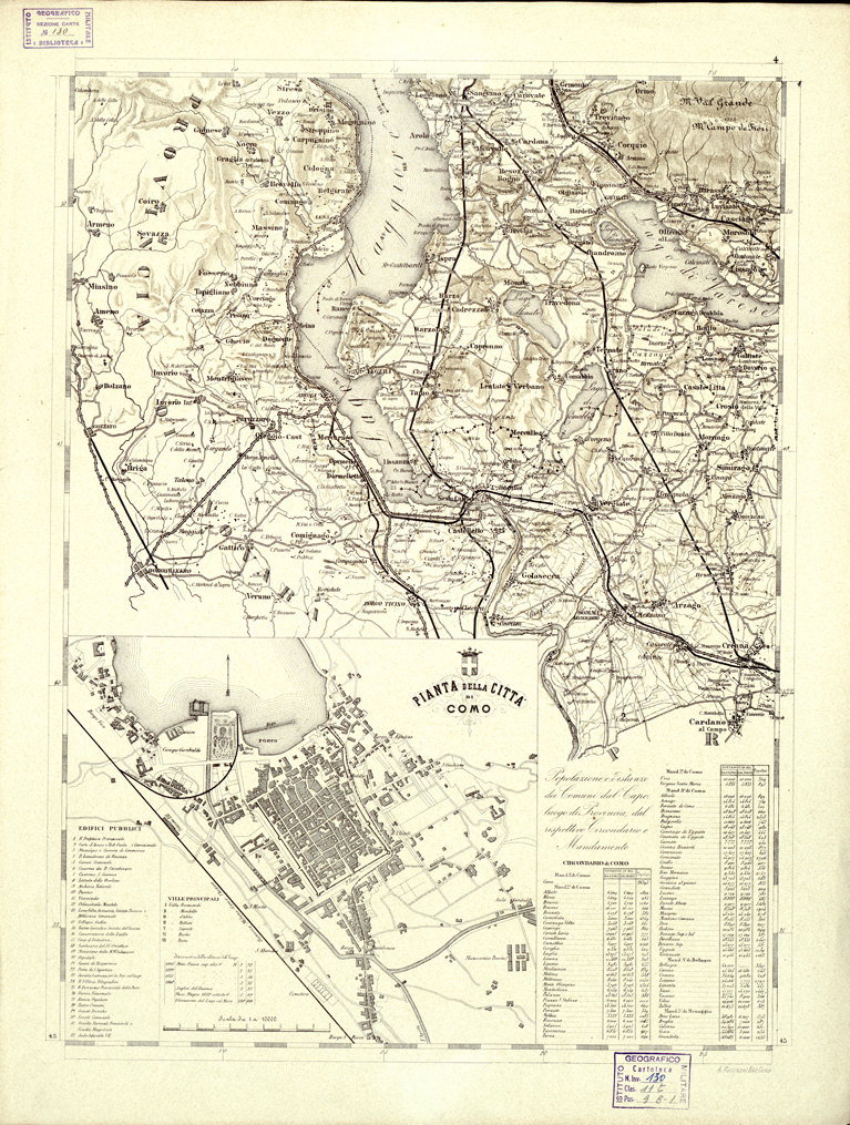 (N:7828) CARTA TOPOGRAFICA DELLA PROVINCIA DI COMO - Foglio 4 (B0003051) Carte e stampe antiche: riproduzione a colori su carta (formato A1)