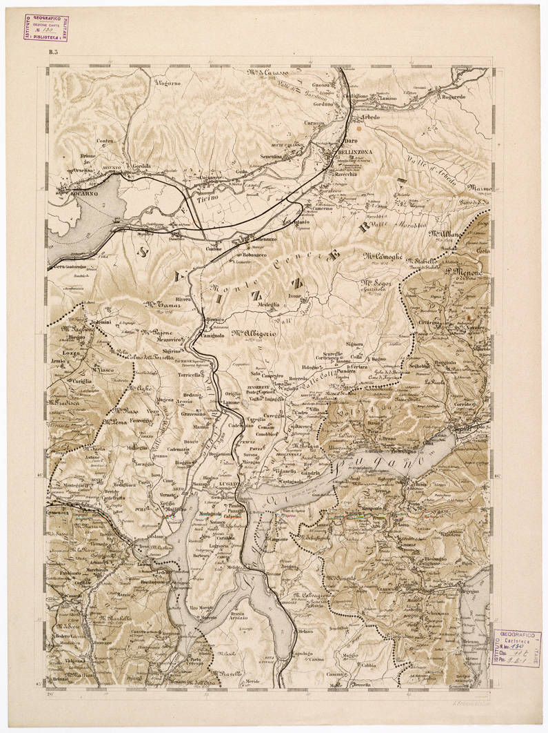 (N:7830) CARTA TOPOGRAFICA DELLA PROVINCIA DI COMO - Foglio B.3 (B0003053) Carte e stampe antiche: riproduzione a colori su carta (formato A1)