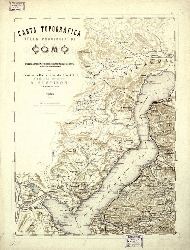 (N:7829) CARTA TOPOGRAFICA DELLA PROVINCIA DI COMO - Foglio A.4 (B0003056) Carte e stampe antiche: riproduzione a colori su carta (formato A1)