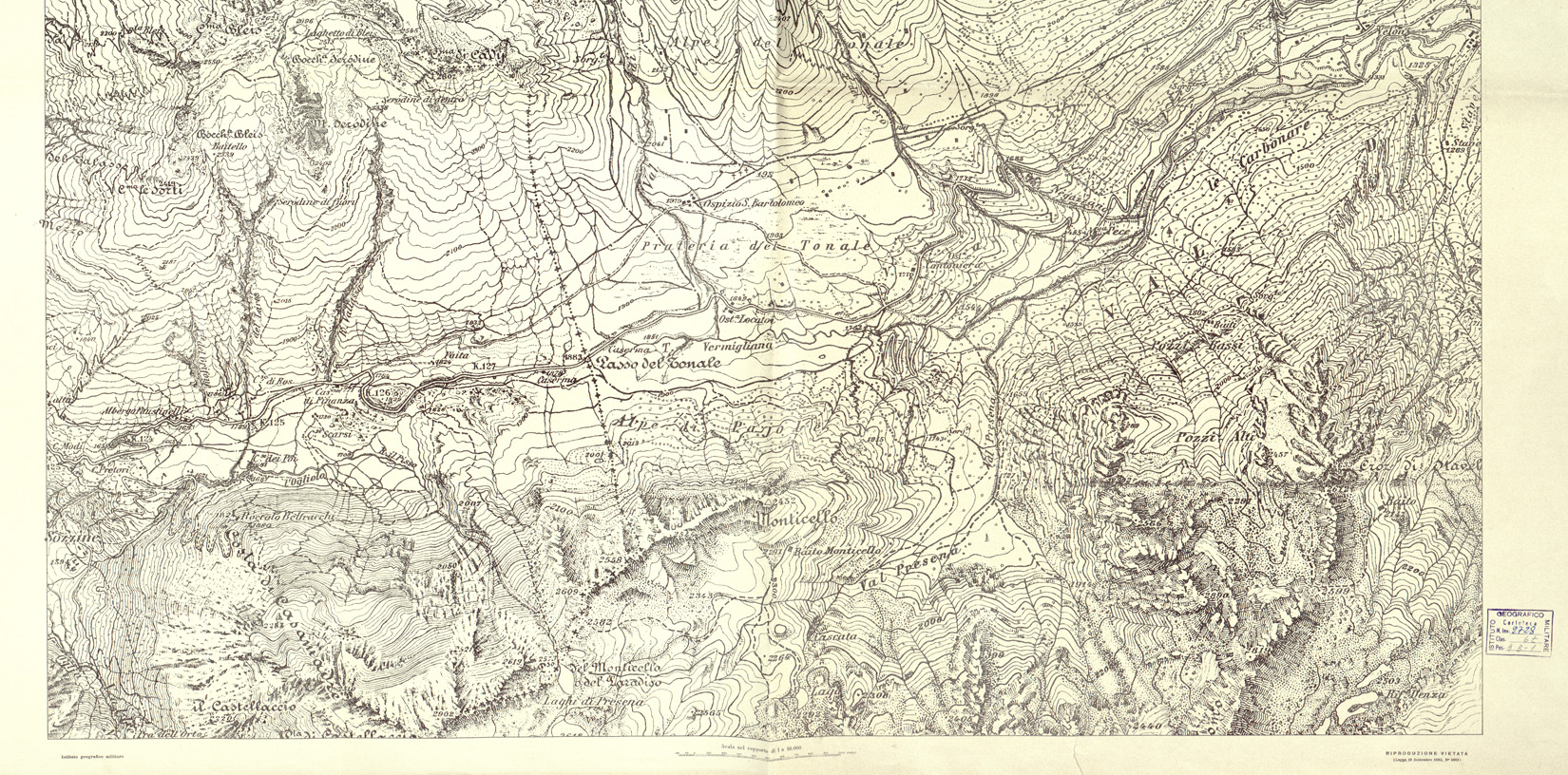 (N:13211) PASSO DEL TONALE (B0003061, B0003062, B3061-62) Carte e stampe antiche: riproduzione a colori su carta (formato A1)