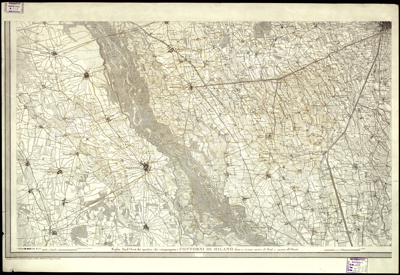 (N:10532) CONTORNI DI MILANO (s. d.) (B0003066) Carte e stampe antiche: riproduzione a colori su carta (formato A1)