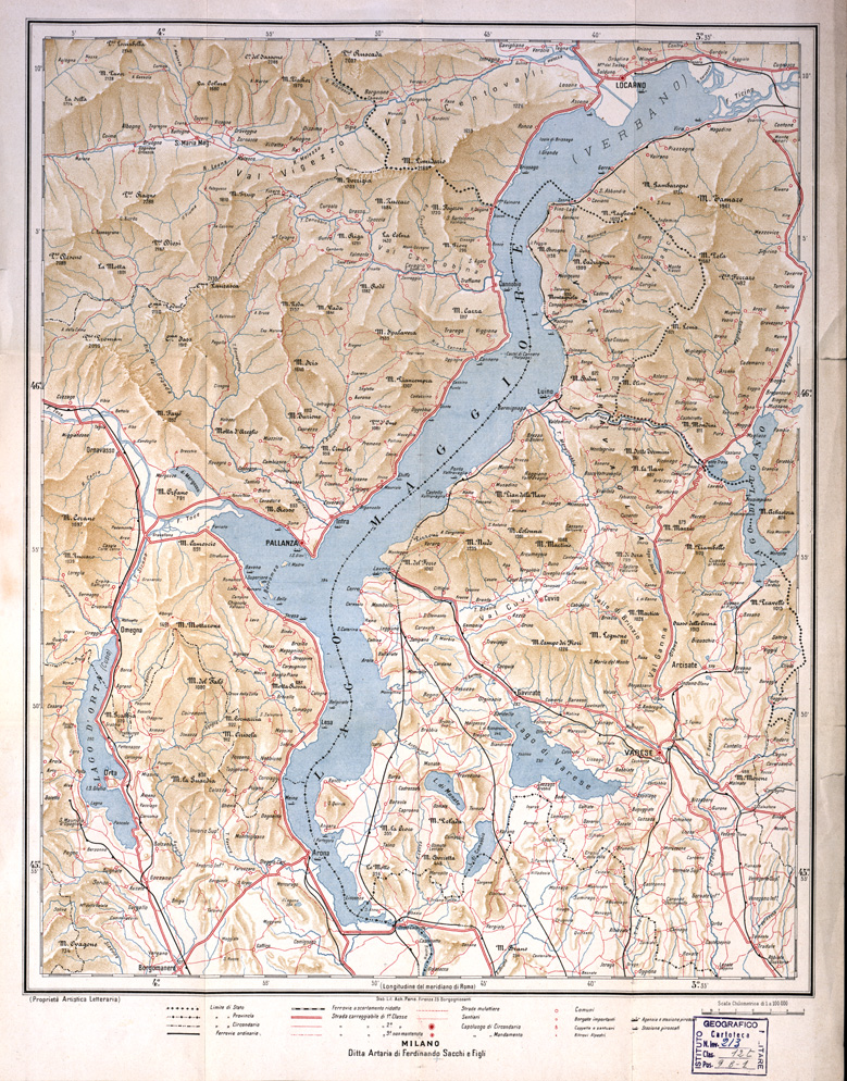 (N:13025) NUOVA CARTA GEOGRAFICA DEL LAGO MAGGIORE E VARESOTTO (B0003087) Carte e stampe antiche: riproduzione a colori su carta (formato A1)