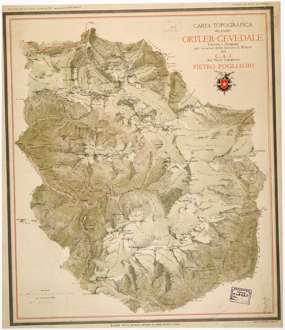 (N:6568) CARTA TOPOGRAFICA DEL GRUPPO ORTLER-CEVEDALE... (B0003088) Carte e stampe antiche: riproduzione a colori su carta (formato A1)