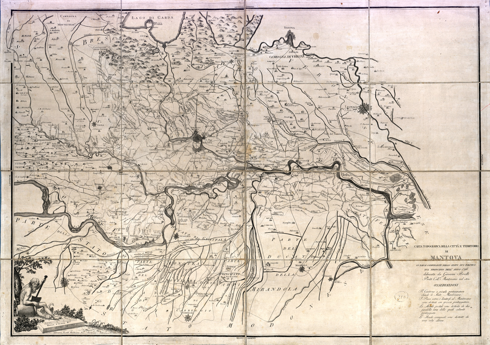 (N:7547) CARTA TOPOGRAFICA DELLA CITTA' E TERRITORIO DI MANTOVA CO' PAESI CONFINANTI NELLO STATO SUO POLITICO SUL PRINCIPIO DELL'ANNO 1796 DELINEATA DA GIOVANNI BOSELLI (B0003115) Carte e stampe antiche: riproduzione a colori su carta (formato A1)