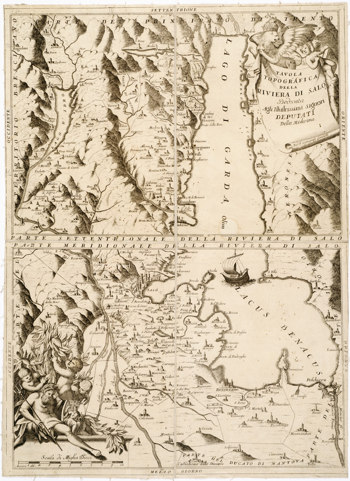 (N:16426) Tavola TOPOGRAFICA DELLA RIVIERA DI SALO' DEDICATA AGLI ILLUSTRISSIMI SIGNORI DEPUTATI DELLA MEDESIMA DAL P. COSMOGRAFO CORONELLI (s. d.). (B0003129) Carte e stampe antiche: riproduzione a colori su carta (formato A1)