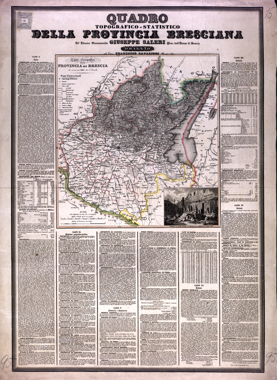 (N:824) CARTA COROGRAFICA DELLA PROVINCIA DI BRESCIA DIS. ED INCISA DA S. STUCCHI. (B0003133) Carte e stampe antiche: riproduzione a colori su carta (formato A1)