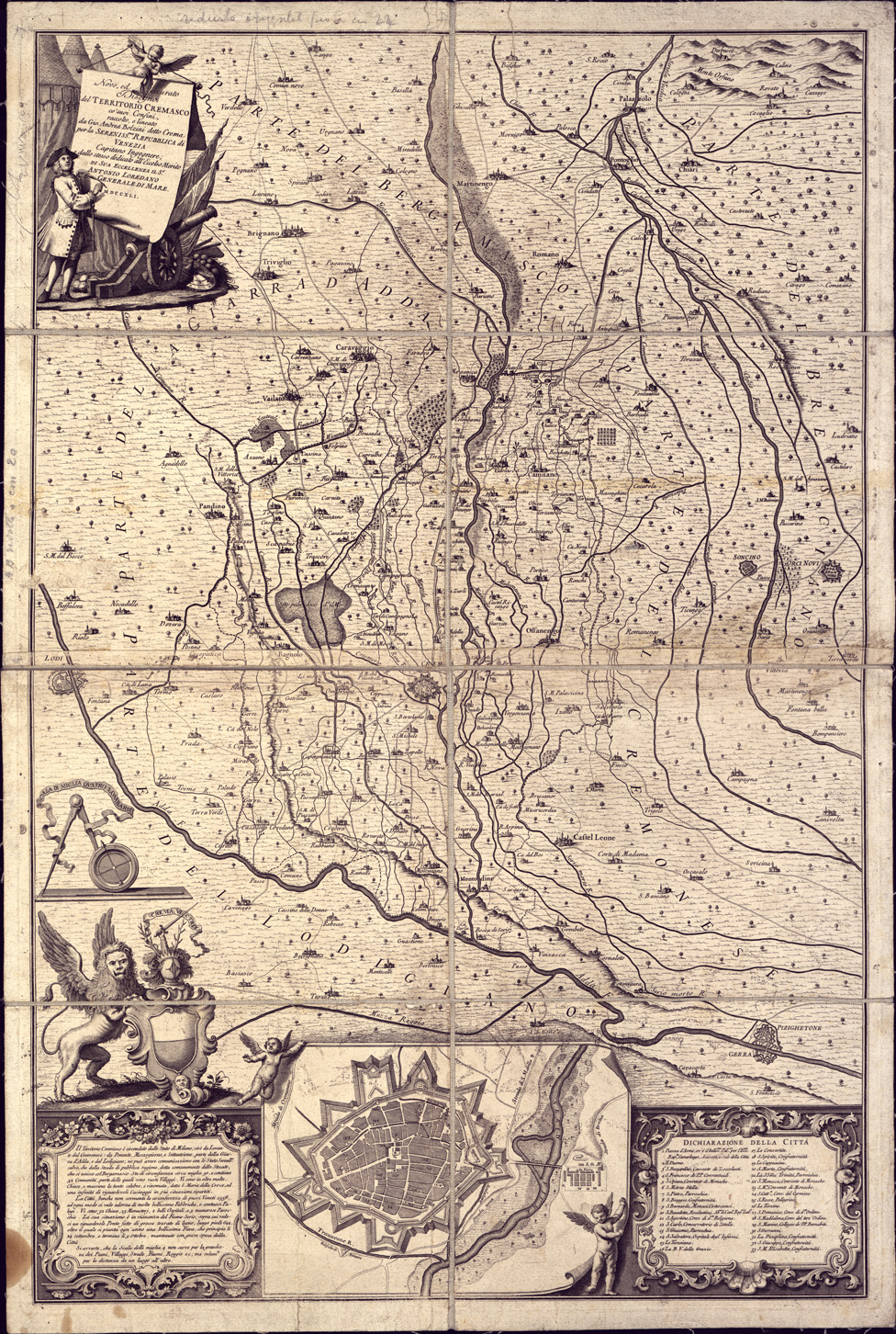 (N:12983) NOVO ED ACCURATO DISEGNO DEL TERRITORIO CREMASCO... (B0003146) Carte e stampe antiche: riproduzione a colori su carta (formato A1)