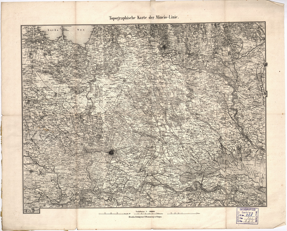 (N:12691) F. HANDTKE'S TOPOGRAPHISCHE SPEZIAL-KARTE DES KRIEGSSCHANPLAKES AND DER MINCIO-LINIE (B0003167) Carte e stampe antiche: riproduzione a colori su carta (formato A1)