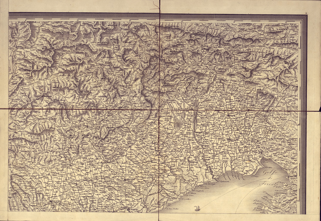 (N:30682) CARTA GEOGRAFICA E POSTALE DEL REGNO LOMBARDO VENETO COMPILATA SULLE MIGLIORI CARTE GENERALI E PROVINCIALI ESISTENTI, DISEGNATA DA C. PINCHETTI SOTTO LA DIREZIONE DELL'INGEGNERE GEOGRAFO G. BRENNA E INCISA DA GIUS. PEZZE - Foglio 2 (B0003175) Carte e stampe antiche: riproduzione a colori su carta (formato A1)