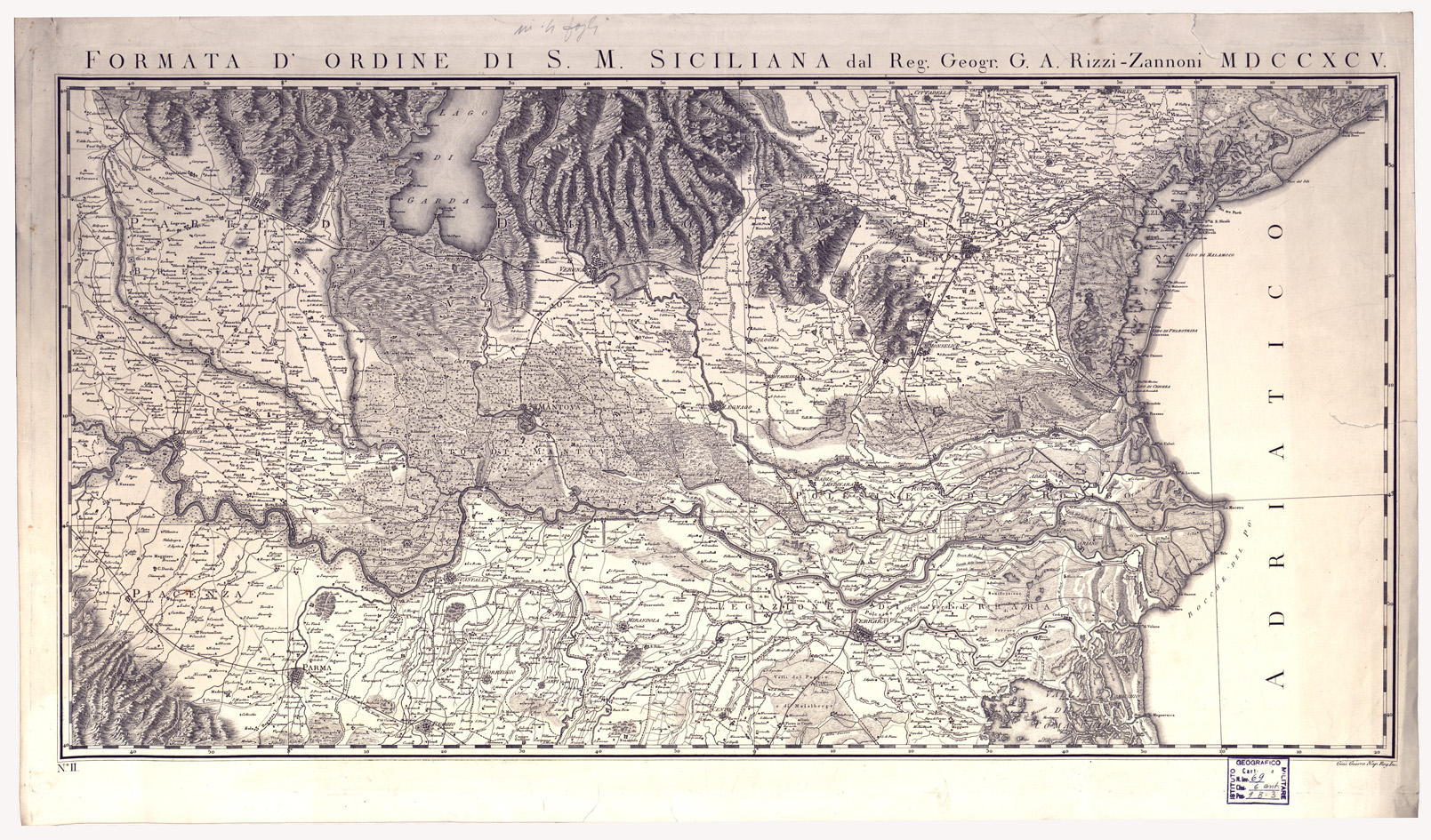 (N:13003) NUOVA CARTA DELLA LOMBARDIA E DELLE SUE REGIONI AGGIAGENTI FORMATA D'ORDINE DI S.M. SICILIANA DAL REG. GEOGRAFO G.A. RIZZI-ZANNONI. MDCCXCV - Foglio 2 (B0003182) Carte e stampe antiche: riproduzione a colori su carta (formato A1)