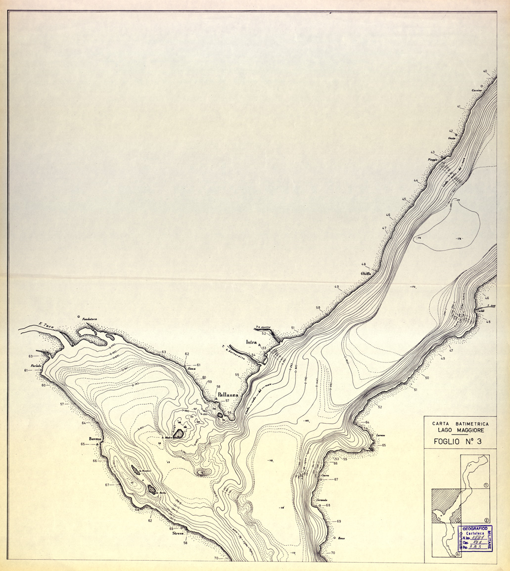 (N:11373) LAGO MAGGIORE (CARTA BATRIMETRICA) - Foglio 3 (B0003198) Carte e stampe antiche: riproduzione a colori su carta (formato A1)