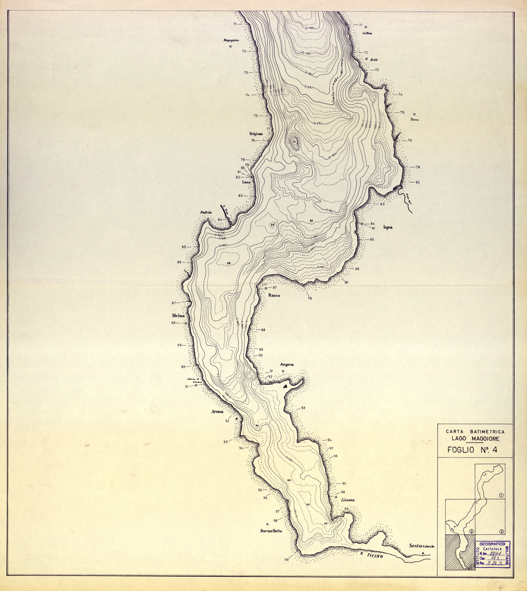 (N:11374) LAGO MAGGIORE (CARTA BATRIMETRICA) - Foglio 4 (B0003199) Carte e stampe antiche: riproduzione a colori su carta (formato A1)
