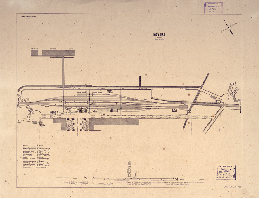 (N:13862) PIANTA DELLE VARIE STAZIONI FERROVIARIE - Novara (B0003295) Carte e stampe antiche: riproduzione a colori su carta (formato A1)
