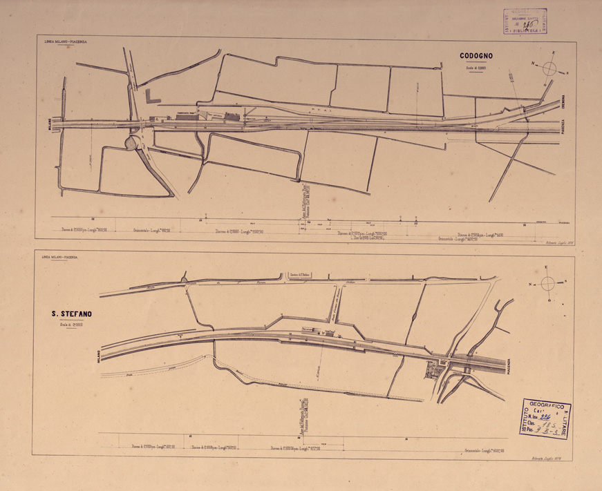 (N:13856) PIANTA DELLE VARIE STAZIONI FERROVIARIE - Codogno-S. Stefano (B0003299) Carte e stampe antiche: riproduzione a colori su carta (formato A1)