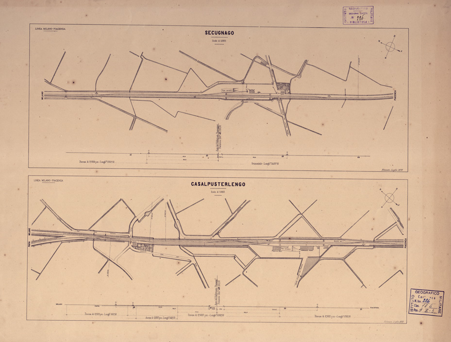 (N:13864) PIANTA DELLE VARIE STAZIONI FERROVIARIE - Secugnago-Casalpusterlengo (B0003300) Carte e stampe antiche: riproduzione a colori su carta (formato A1)