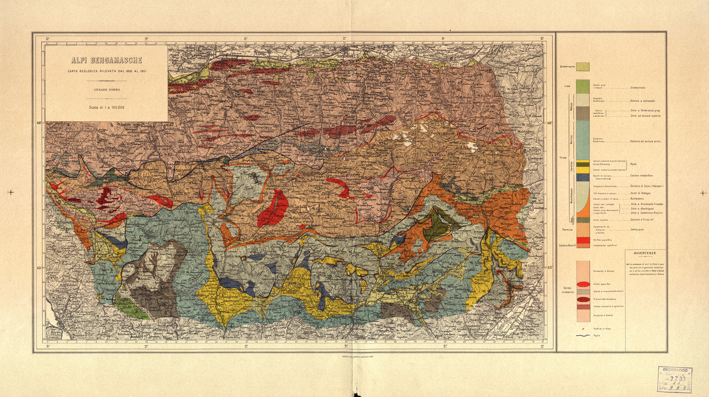(N:78) ALPI BERGAMASCHE SEZIONI GEOLOGICHE - Foglio 2 (B0003322) Carte e stampe antiche: riproduzione a colori su carta (formato A1)