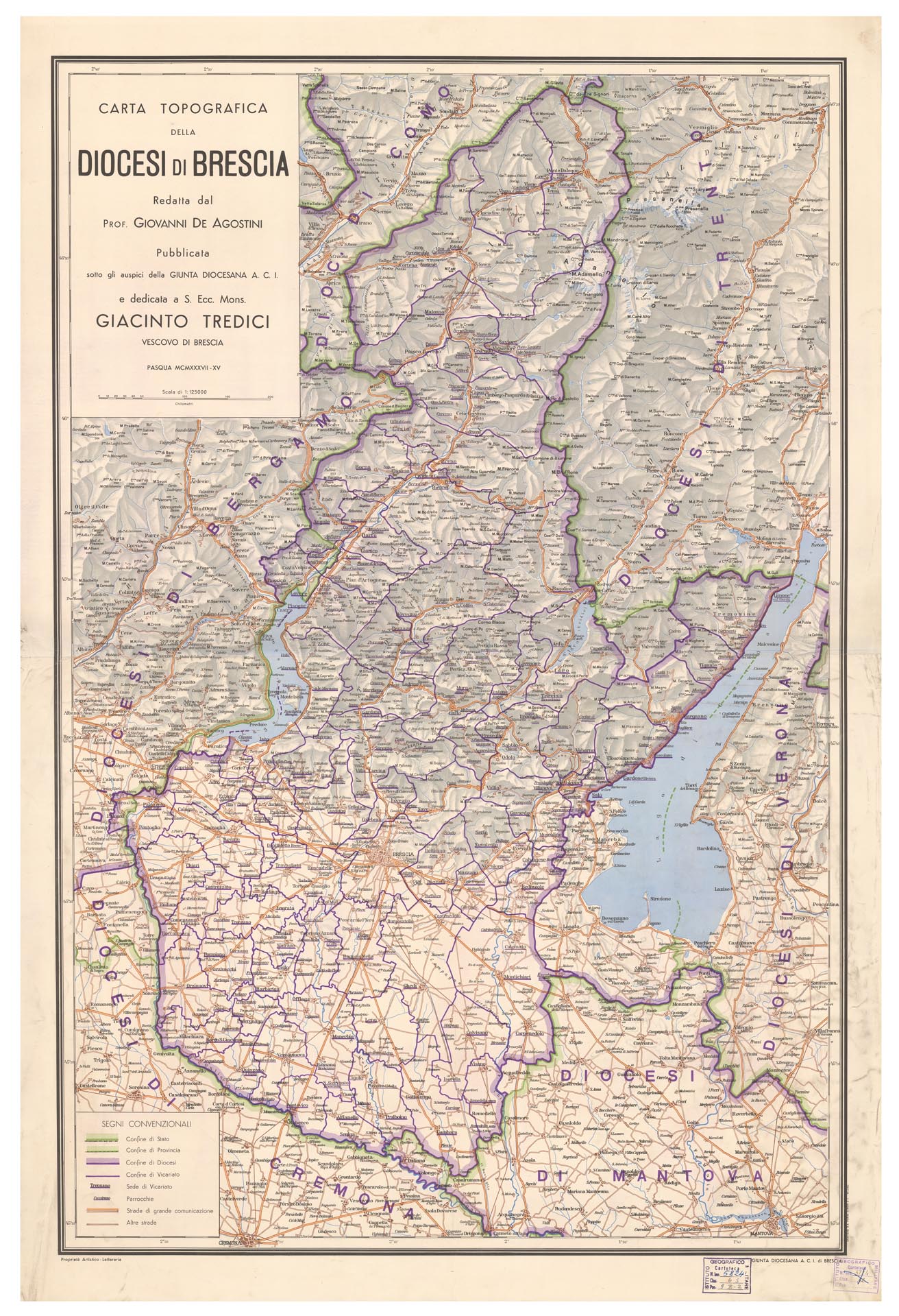 (N:7608) CARTA TOPOGRAFICA DELLA DIOCESI DI BRESCIA (B0003432) Carte e stampe antiche: riproduzione a colori su carta (formato A1)