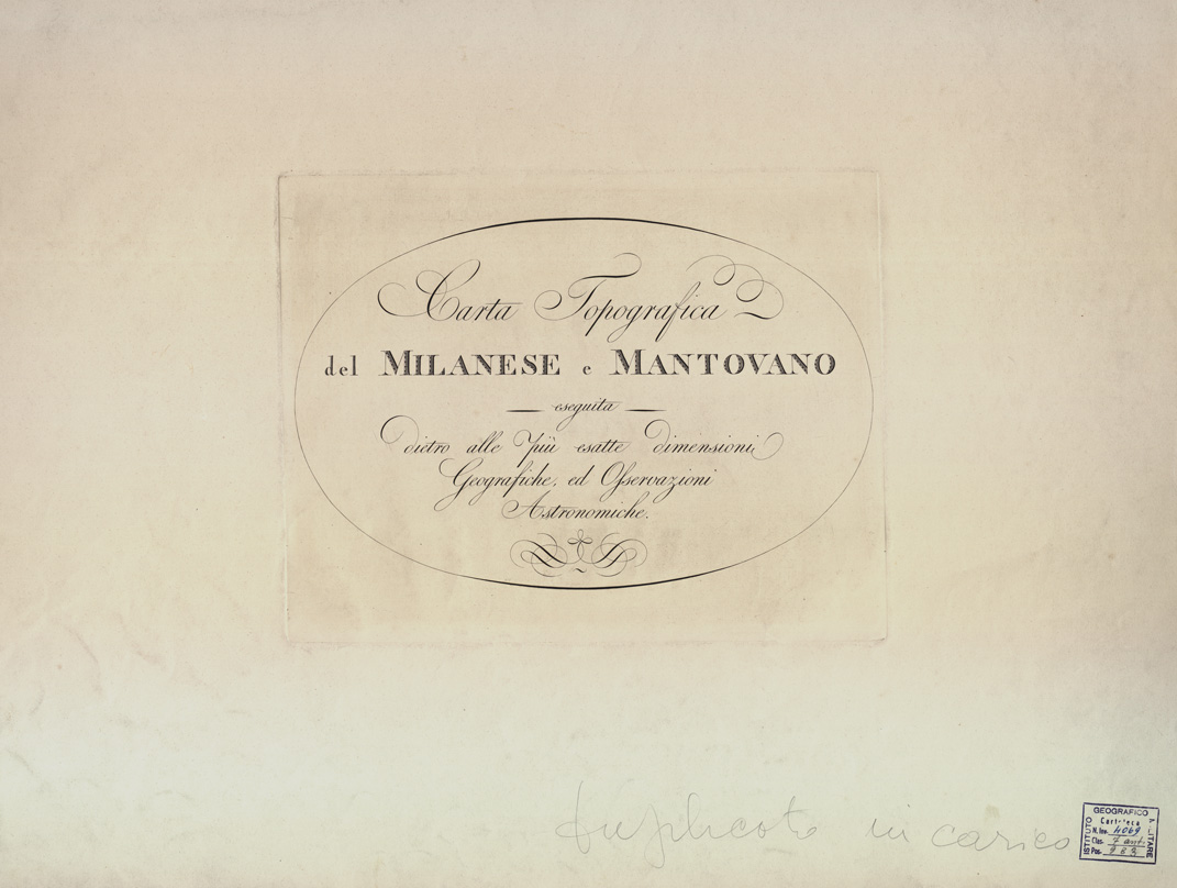 (N:6586) CARTA TOPOGRAFICA DEL MILANESE E MANTOVANO ESEGUITA DIETRO LE PIU' ESATTE DIMENSIONI GEOGRAFICHE ED OSSERVAZIONI ASTRONOMICHE - TITOLO (B0003435) Carte e stampe antiche: riproduzione a colori su carta (formato A1)