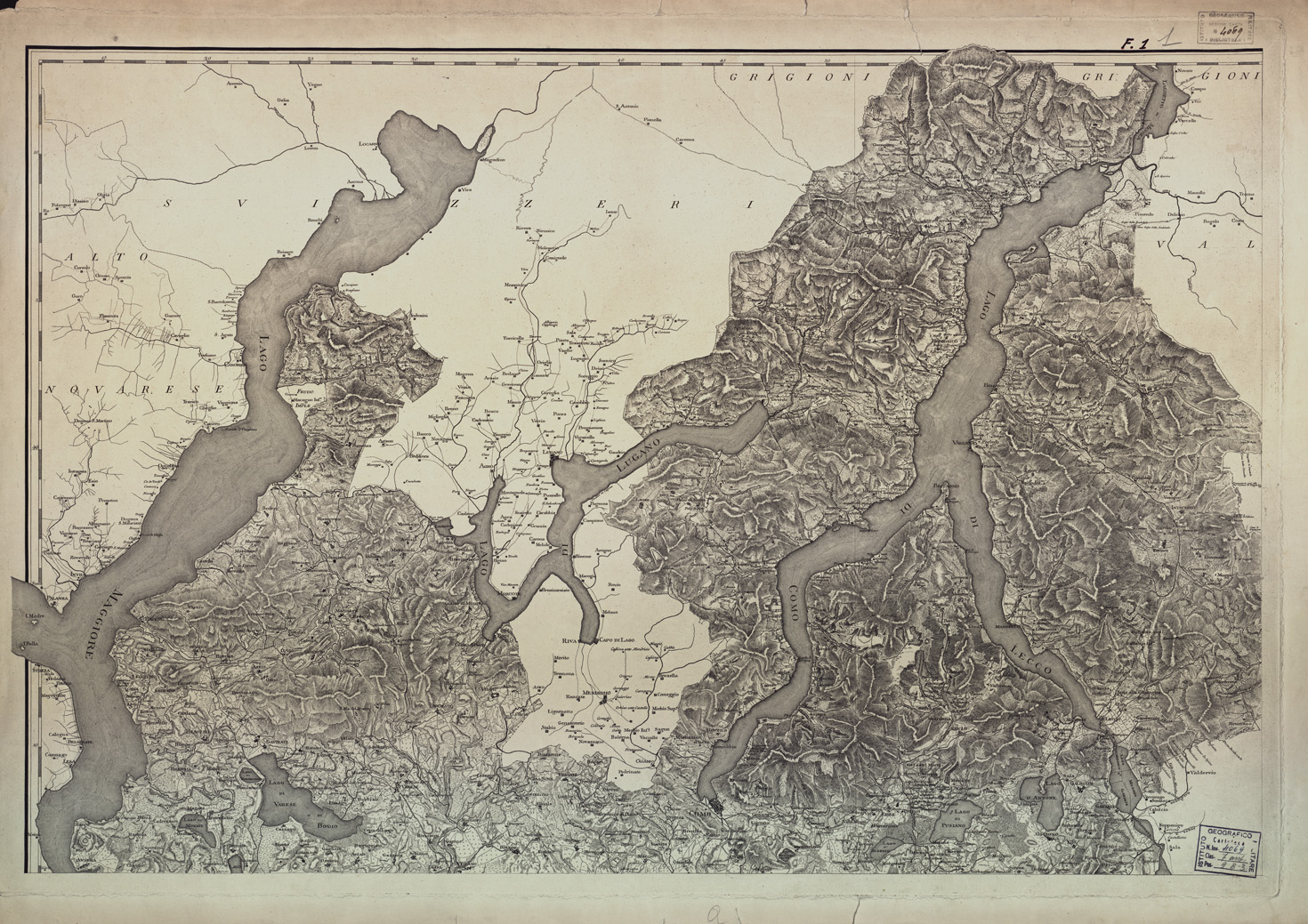 (N:6569) CARTA TOPOGRAFICA DEL MILANESE E MANTOVANO ESEGUITA DIETRO LE PIU' ESATTE DIMENSIONI GEOGRAFICHE ED OSSERVAZIONI ASTRONOMICHE - Foglio 1 (B0003436) Carte e stampe antiche: riproduzione a colori su carta (formato A1)
