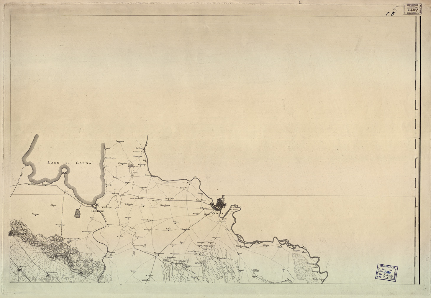 (N:6577) CARTA TOPOGRAFICA DEL MILANESE E MANTOVANO ESEGUITA DIETRO LE PIU' ESATTE DIMENSIONI GEOGRAFICHE  ED OSSERVAZIONI ASTRONIMICHE - Foglio 5 (B0003444) Carte e stampe antiche: riproduzione a colori su carta (formato A1)