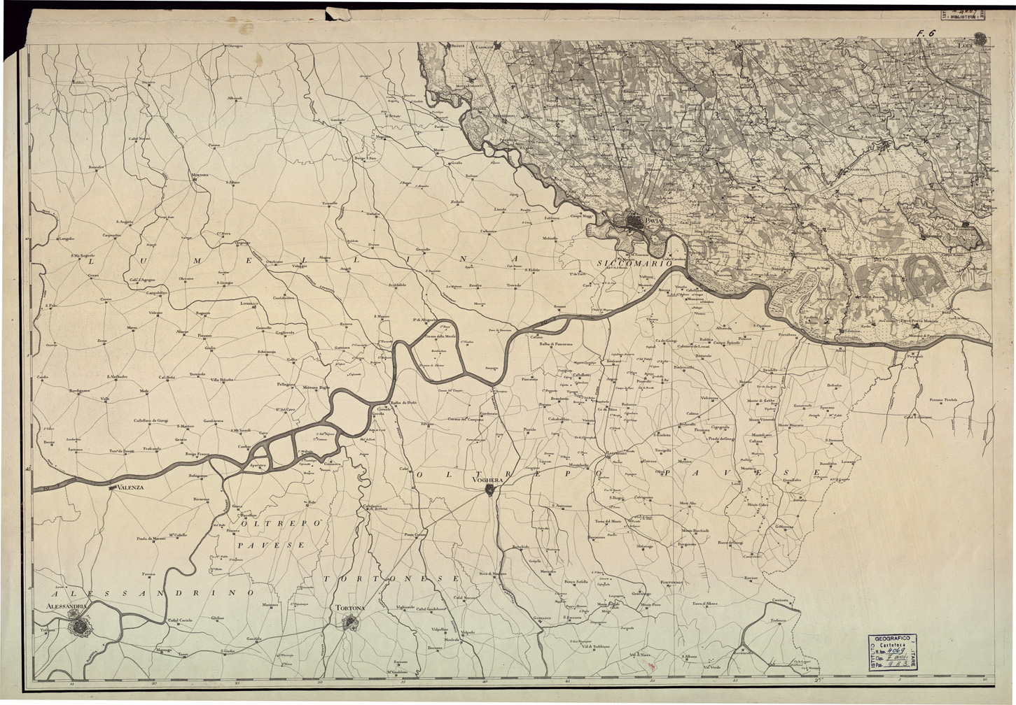 (N:6579) CARTA TOPOGRAFICA DEL MILANESE E MANTOVANO ESEGUITA DIETRO LE PIU ESATTE DIMENSIONI GEOGRAFICHE ED OSSERVAZIONI ASTRONOMICHE - Foglio 6 (B0003446) Carte e stampe antiche: riproduzione a colori su carta (formato A1)