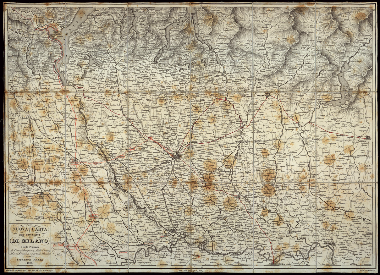 (N:12988) NUOVA CARTA DEI CONTORNI DI MILANO E DELLA PROV. DI... (B0003892) Carte e stampe antiche: riproduzione a colori su carta (formato A1)