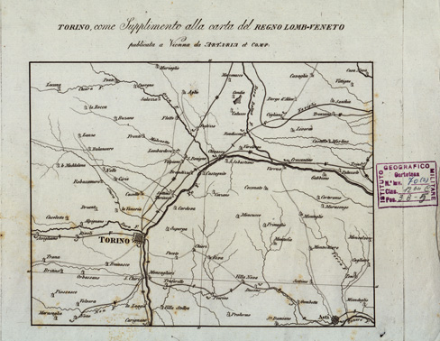 (N:6614) CARTA TOPOGRAFICA DEL REGNO LOMBARDO VENETO CON IL PARMIGIANO GENOVESATO... - Torino supplemento alla carta (B0003894) Carte e stampe antiche: riproduzione a colori su carta (formato A1)
